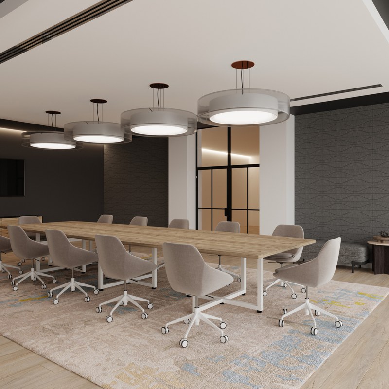 Fracture Swell acoustic wall tiles in a boardroom
