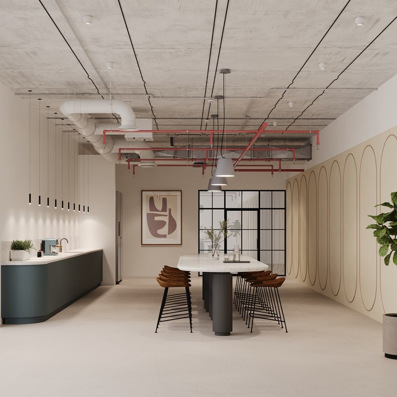 Spine Racetrack B acoustic wall panels in a bright office