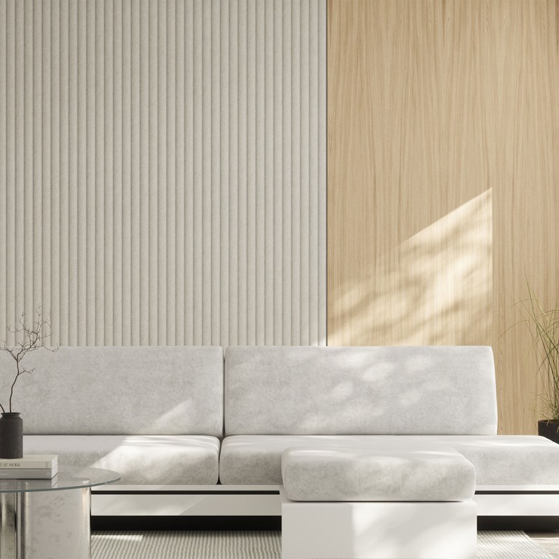 QuietForm Celestial dimensional acoustic wall panels in almond